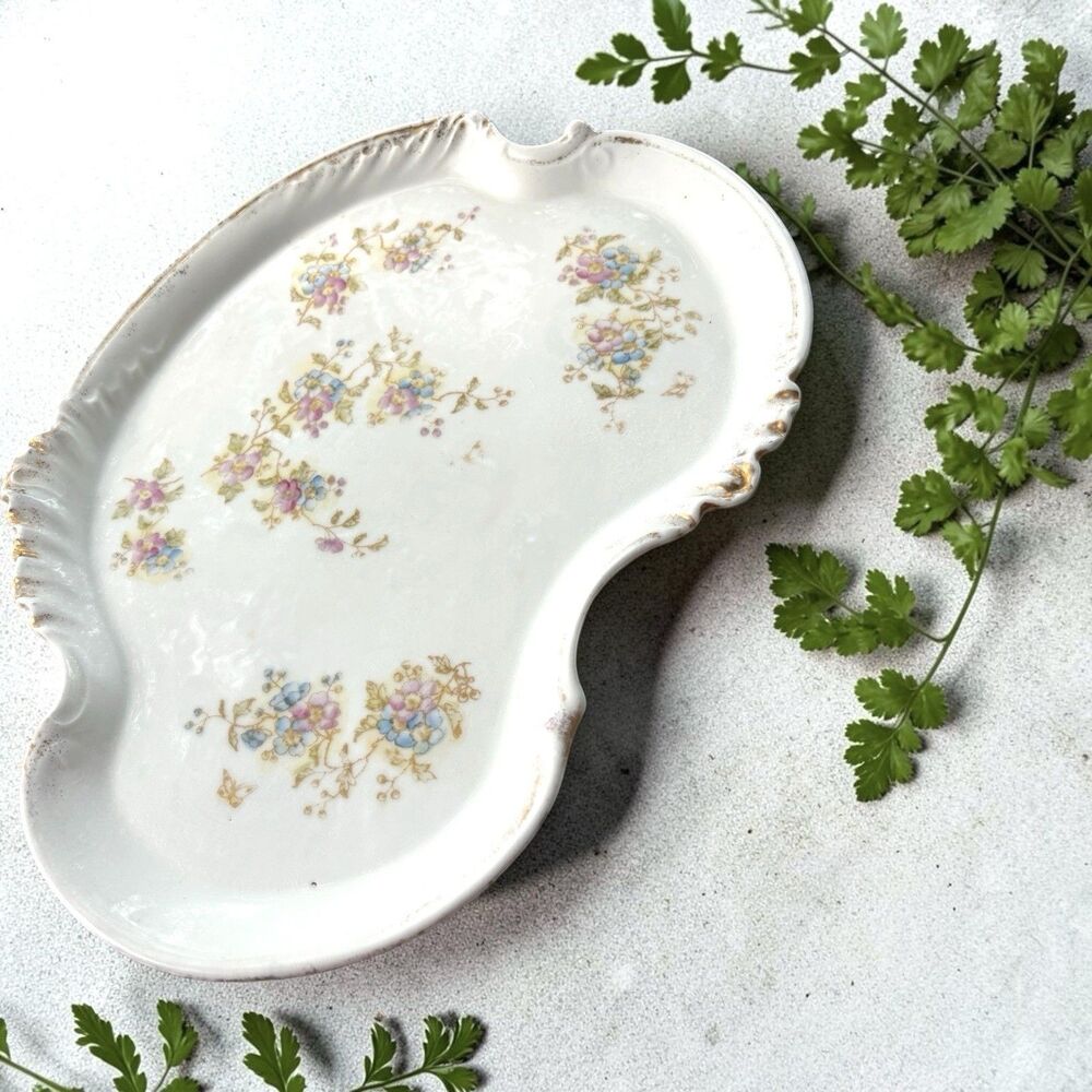 Antique Limoge W.G.And Co. Crescent Shaped Serving Platter Or Dresser Tray RARE